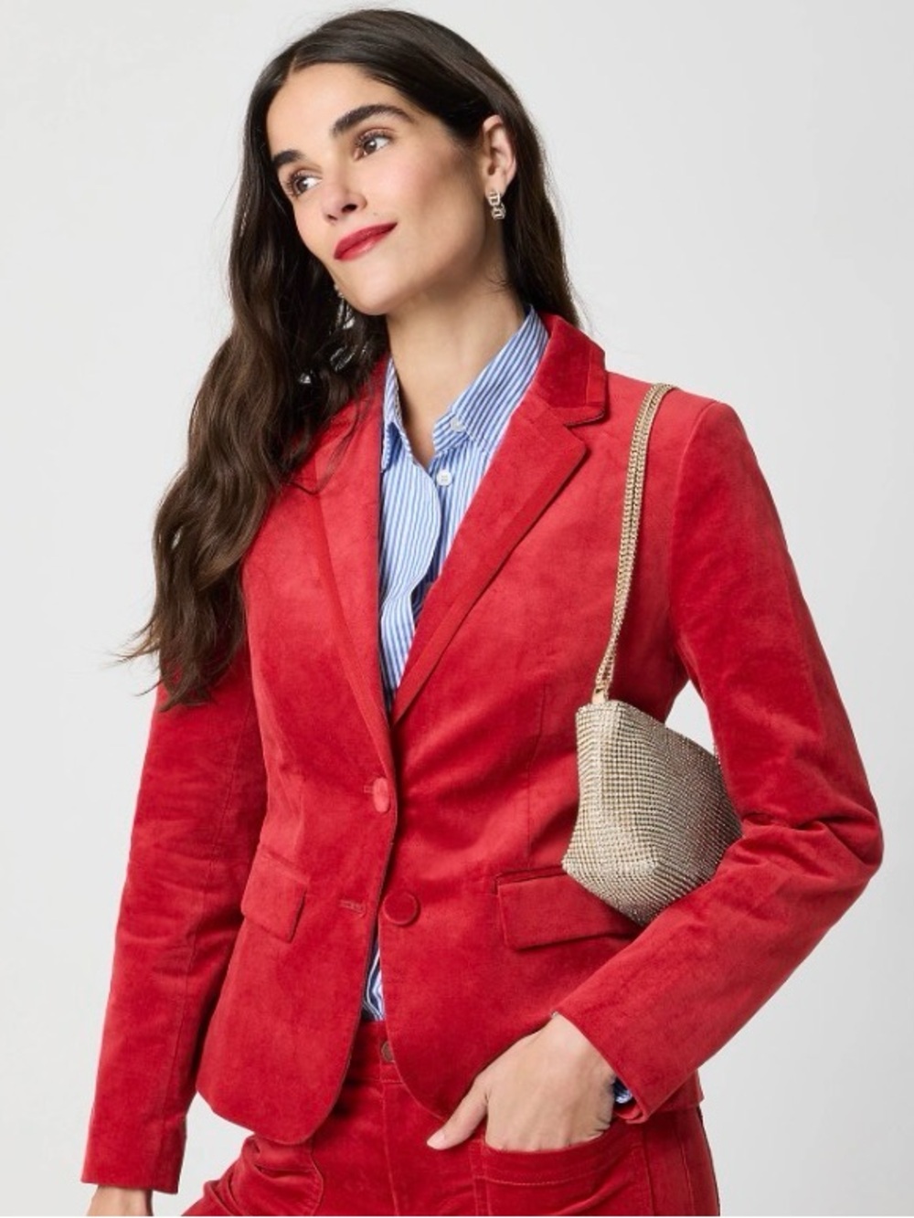 J. Crew Red Velvet Schoolboy Blazer